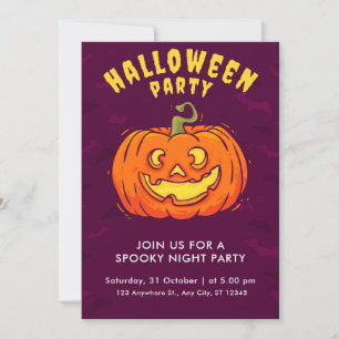Orangenkürbis und mattschwarzes Halloween Einladung