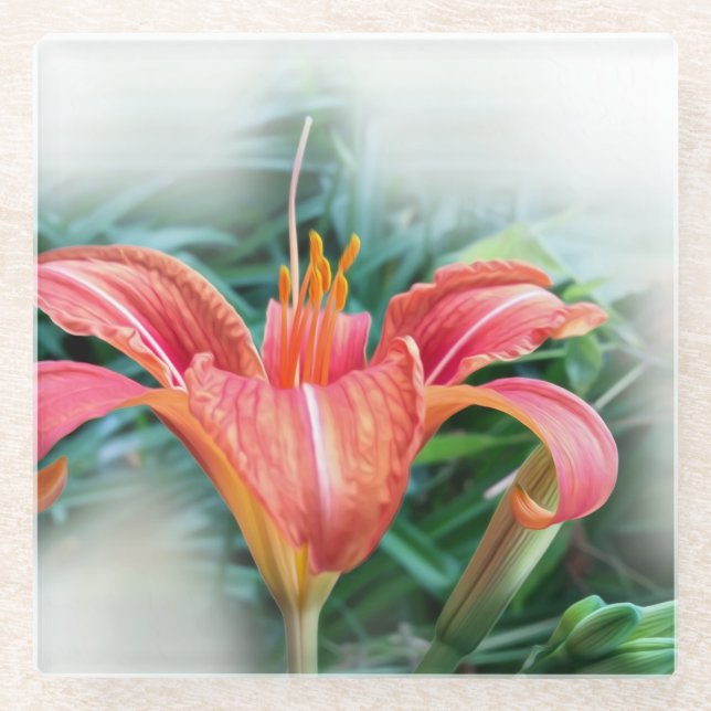 Orangenlilie Glasuntersetzer (Vorderseite)