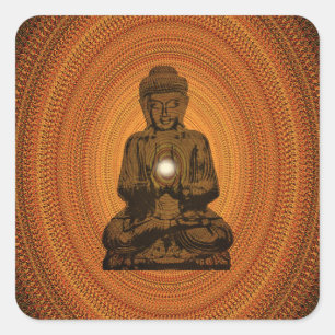 Orangenmandala für Buddha Quadratischer Aufkleber