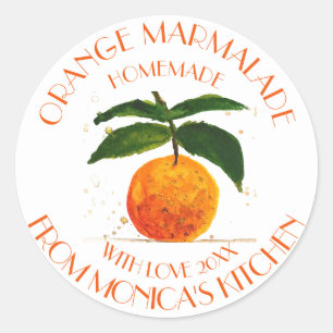 Orangenmarmelade Aquarell Obst Küche Runder Aufkleber