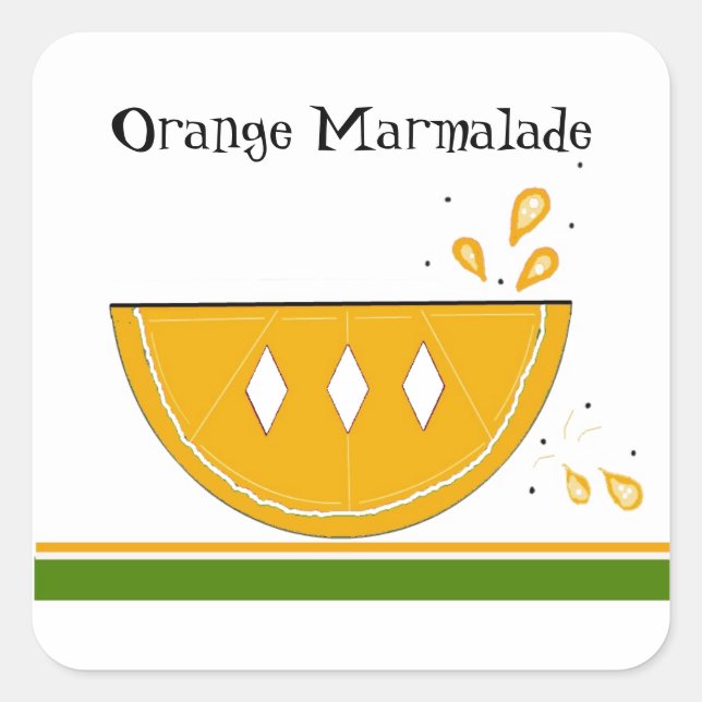 Orangenmarmelade-Jam-Etiketten Quadratischer Aufkleber (Vorderseite)