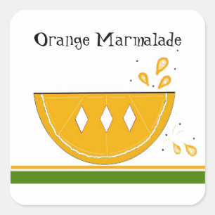 Orangenmarmelade-Jam-Etiketten Quadratischer Aufkleber