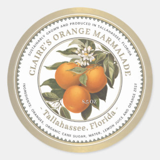 Orangenmarmelade Konserviert Vintage Gold Runder Aufkleber