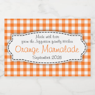 Orangenmarmeladegingham überprüfte lebensmitteletikett