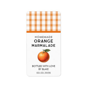 Orangenmarmeladen-Aufkleber mit Karomuster Adressaufkleber