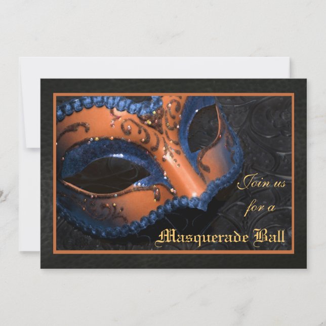 Orangenmaske Masquerade Ball Halloween Einladung (Vorderseite)