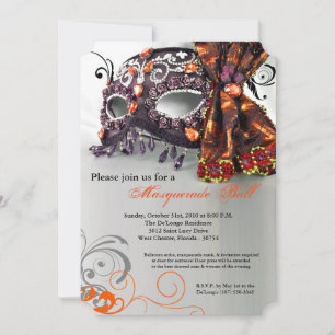 Orangenmasquerade Maskenball, Maskenball, Hallowee Einladung