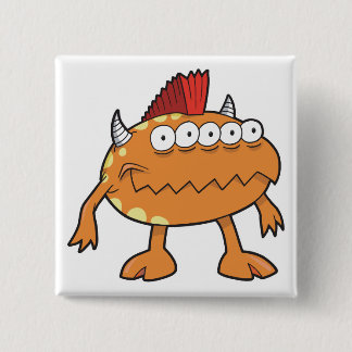 Orangenmohawster viele Augen Button