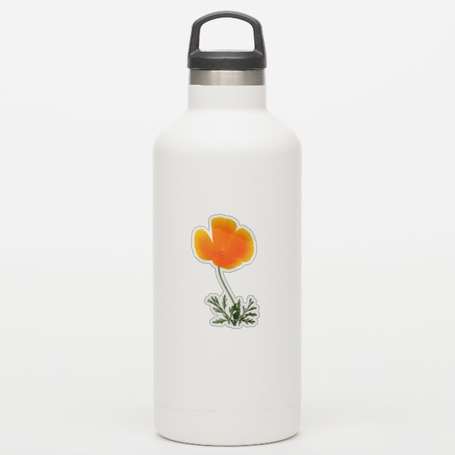 Orangenmohn Aufkleber (Wassserflasche)