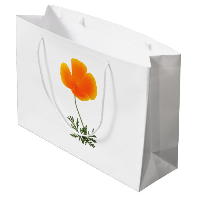 Orangenmohn große Geschenktasche Geschenktüte (Rückseite Schrägansicht)