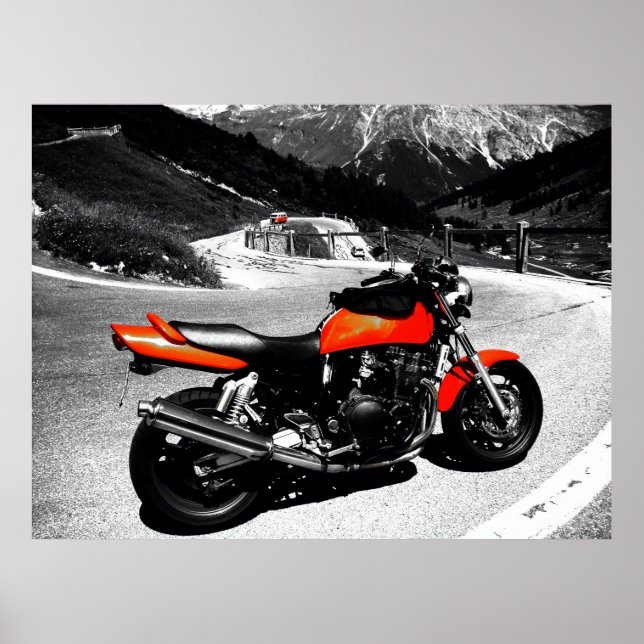 Orangenmotorrad Poster (Vorne)