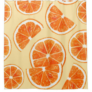Orangenmuster Früchte, Diät Lebensmittel Aquarellf Duschvorhang