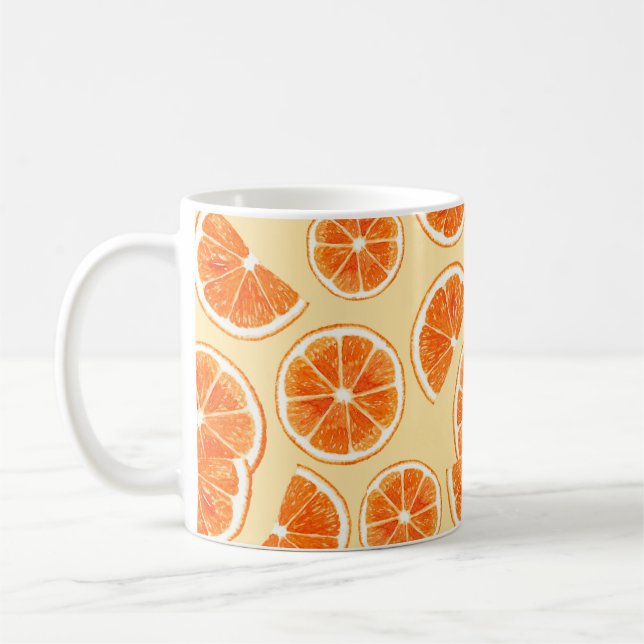 Orangenmuster Früchte, Diät Lebensmittel Aquarellf Kaffeetasse (Links)