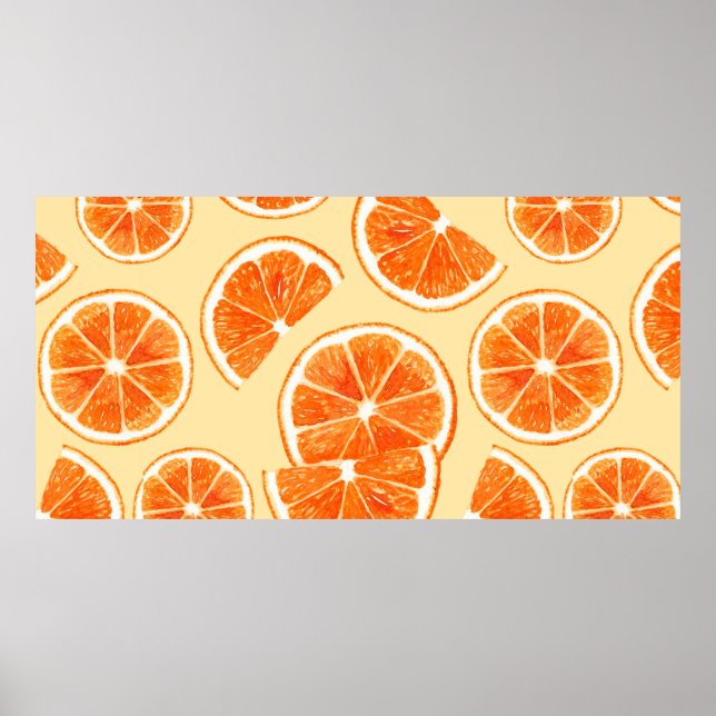 Orangenmuster Früchte, Diät Lebensmittel Aquarellf Poster (Vorne)