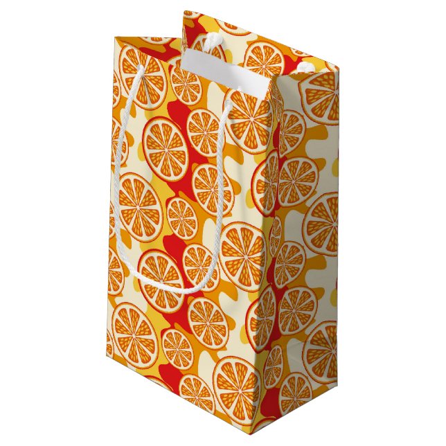 Orangenmuster Kleine Geschenktüte (Rückseite Schrägansicht)