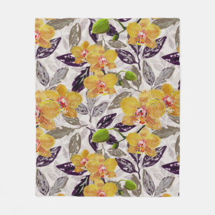 Orangenorchideen. Fleecedecke