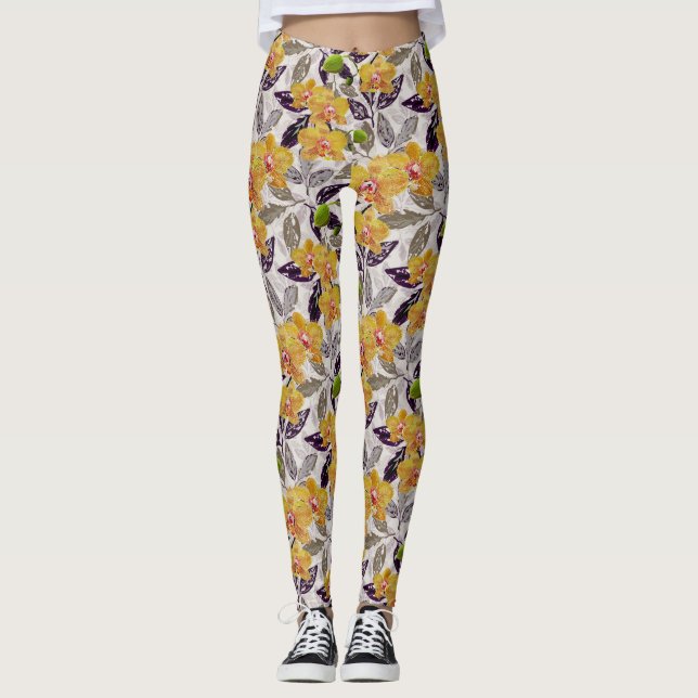 Orangenorchideen. Leggings (Vorderseite)