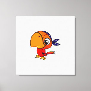 Orangenpapagei-Cartoon Leinwanddruck