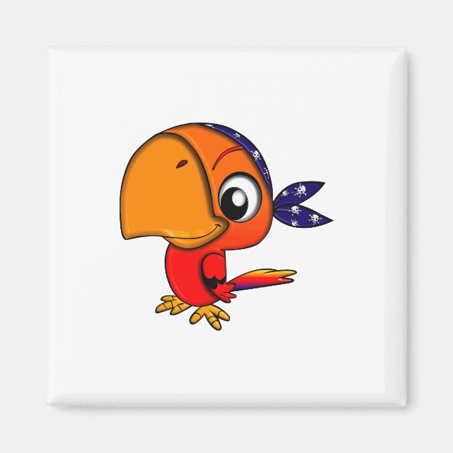 Orangenpapagei-Cartoon Magnet (Vorne)