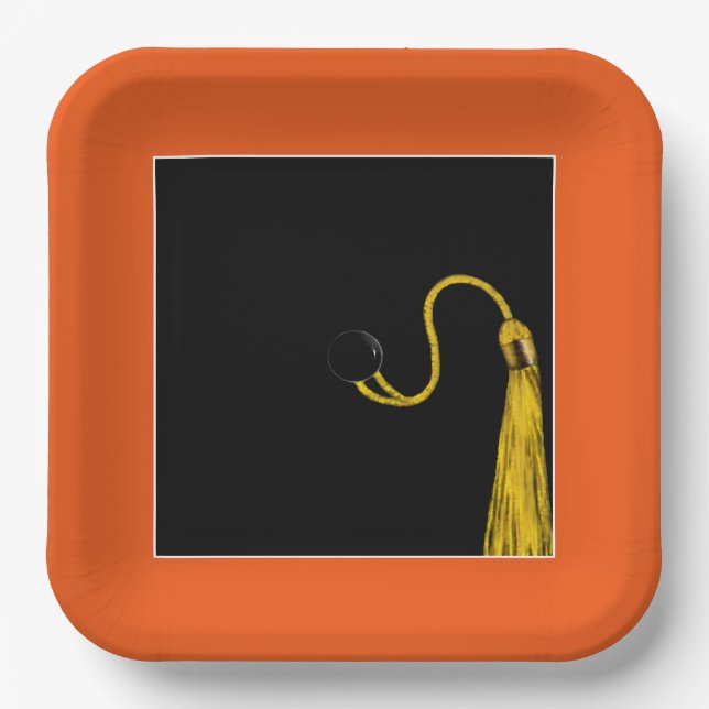 Orangenpapierplatte der Graduierungspartei Pappteller (Vorderseite)