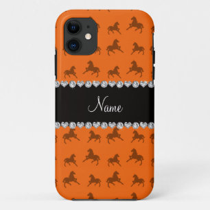Orangenpferdmuster mit personalisiertem Namen iPhone 11 Hülle