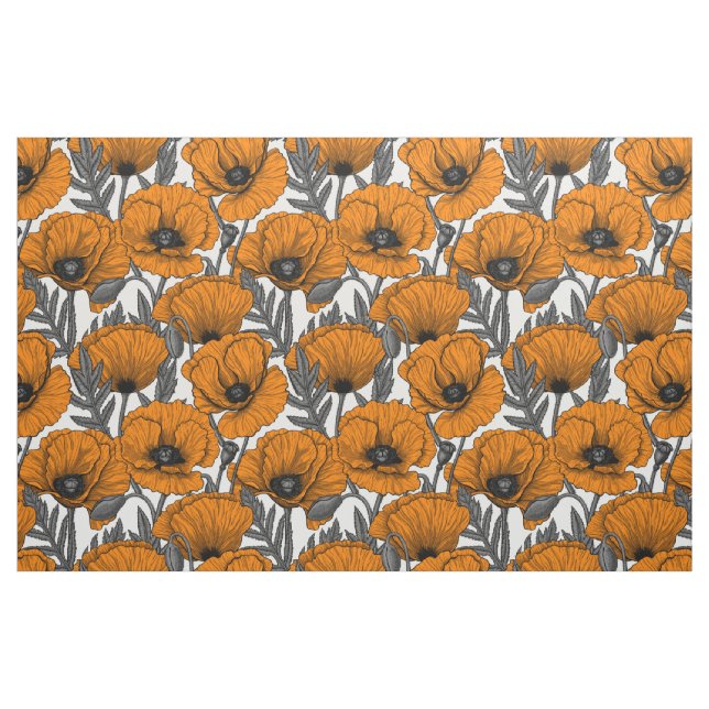 Orangenpflücke auf weiß stoff (Fat Quarter (45,7 x 55,9 cm))