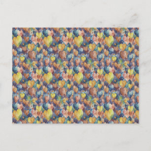 Orangenpinke, blaugelbe Herzen Postkarte