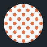 Orangenpolka-Punkte Magnet<br><div class="desc">Orangefarbene Polka-Punkte auf weißem Hintergrund.</div>