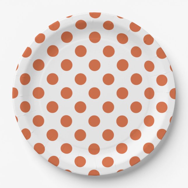 Orangenpolka-Punkte Pappteller (Vorderseite)
