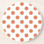 Orangenpolka-Punkte Sandstein Untersetzer<br><div class="desc">Orangefarbene Polka-Punkte auf weißem Hintergrund.</div>