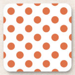 Orangenpolka-Punkte Untersetzer<br><div class="desc">Orangefarbene Polka-Punkte auf weißem Hintergrund.</div>