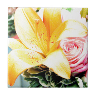 Orangenrosa Hochzeitsblumen - Rose der Lilie Fliese