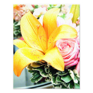 Orangenrosa Hochzeitsblumen - Rose der Lilie Fotodruck