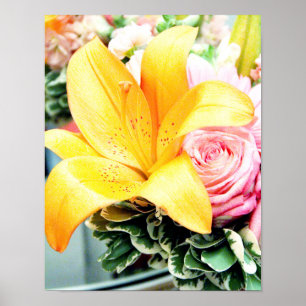 Orangenrosa Hochzeitsblumen Stern Rose Poster