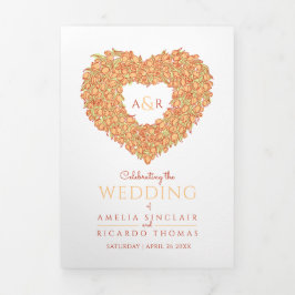 Orangensafarbene Tulpen - Einweihung Dreifach-gefaltete Programmkarte