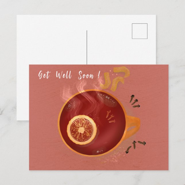 Orangenschalen-Tee Postkarte (Vorne/Hinten)
