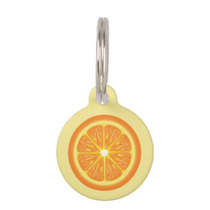 Orangenscheibe mit Namen und Nummer Haustiermarke