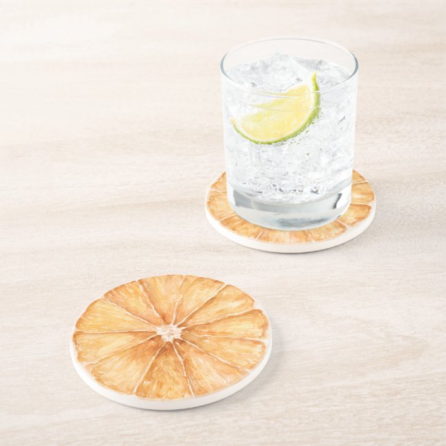 Orangenscheibe Obst Getränkeuntersetzer (Seite)