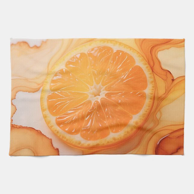 Orangenscheibe Zitrus-Swirl Geschirrtuch (Horizontal)