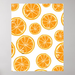 Orangenscheiben im Vintage-Stil-Muster. Poster