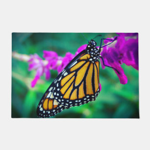 Orangenschmetterling lila Blume Foto fett Fußmatte