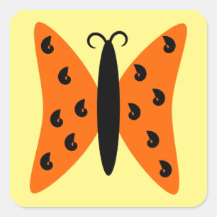 Orangenschmetterling mit schwarzem Muster Quadratischer Aufkleber