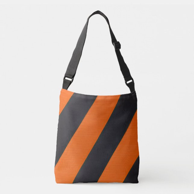 Orangenschwarze Streifen Cross-Body-Bag Tragetaschen Mit Langen Trägern (Vorderseite)