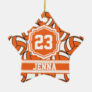 Orangenvolleyball  Personalisieren Keramik Ornament
