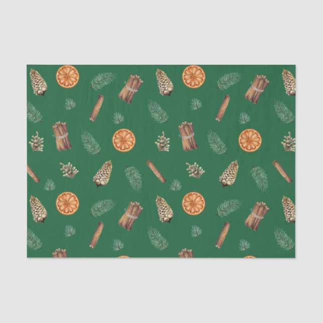 Orangenweich, Kiefer, Pinecones Grün Seidenpapier (Vorderseite)