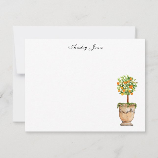 Orangenzitrus topiary Illustration Notes Dankeskarte (Vorderseite)