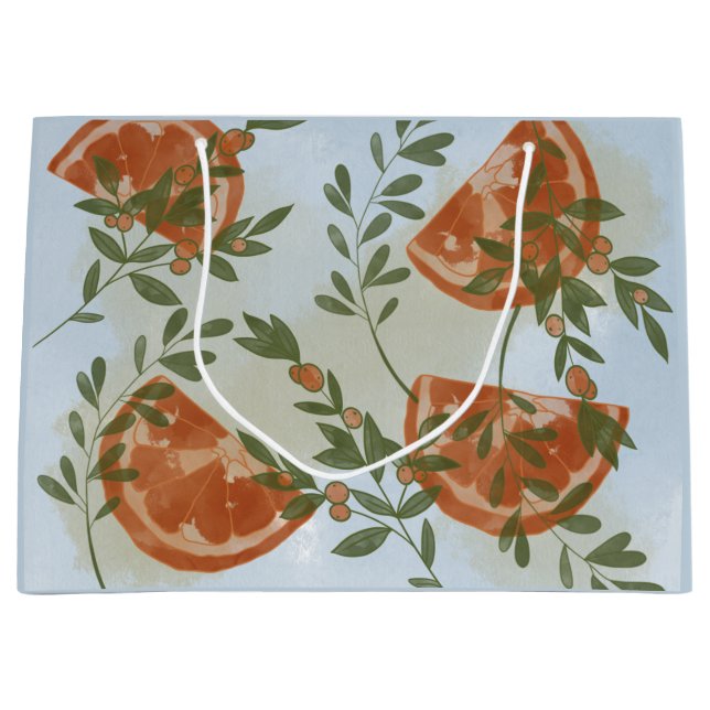 Orangenzitrus und Grünpflanzen Große Geschenktüte (Vorderseite)