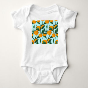 Orangenzweige, Vintager Zitrusdruck. Baby Strampler