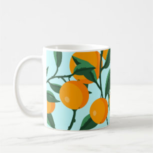 Orangenzweige, Vintager Zitrusdruck. Kaffeetasse