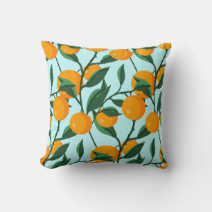 Orangenzweige, Vintager Zitrusdruck. Kissen